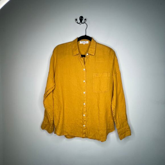 Alex Mill Mustard Yellow Linen Button Down Jo Shirt Size Small - Picture 2 of 8